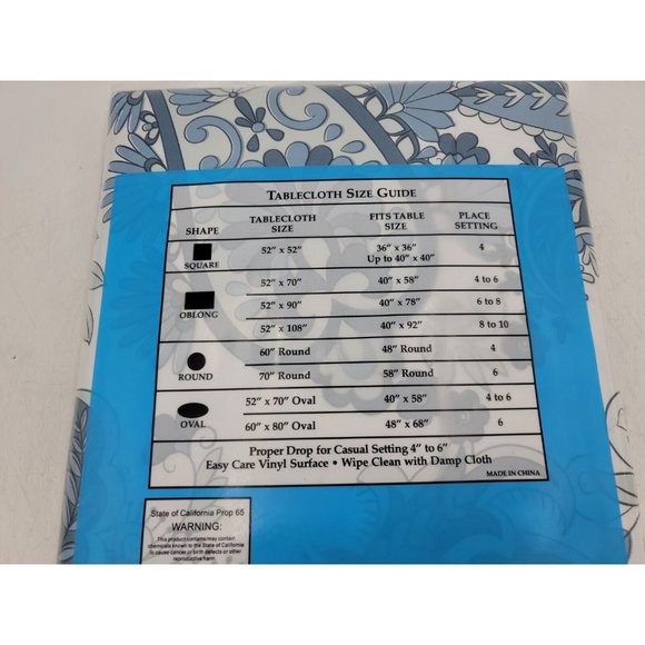 Vinyl Table Cloth Superior Flannel Back Broder Home Design 52" × 108" New A2 - Picture 8 of 11